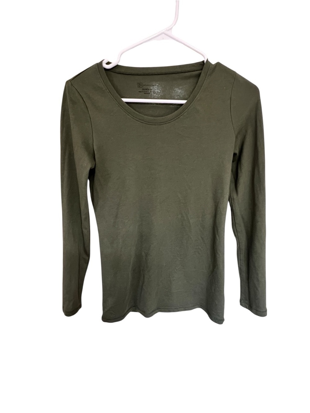 No Boundaries Olive Green Long-Sleeve Scoop Neck Top